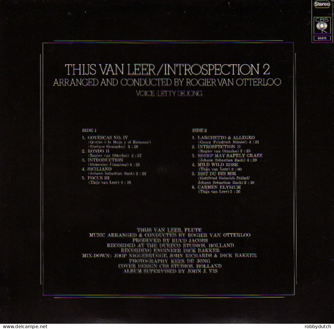 * LP *  THIJS VAN LEER - INTROSPECTION 2 (black Back Cover)  (Holland 1975) - Instrumental