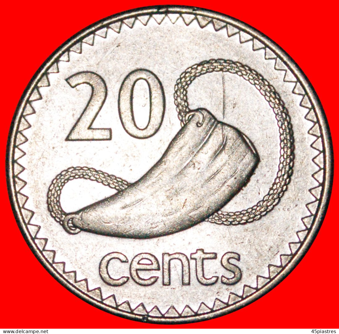 * CANADA (1990-2006): FIJI 20 CENTS 1997 MINT LUSTRE CACHALOT TOOTH! ELIZABETH II (1953-2022)·  LOW START · NO RESERVE! - Fiji