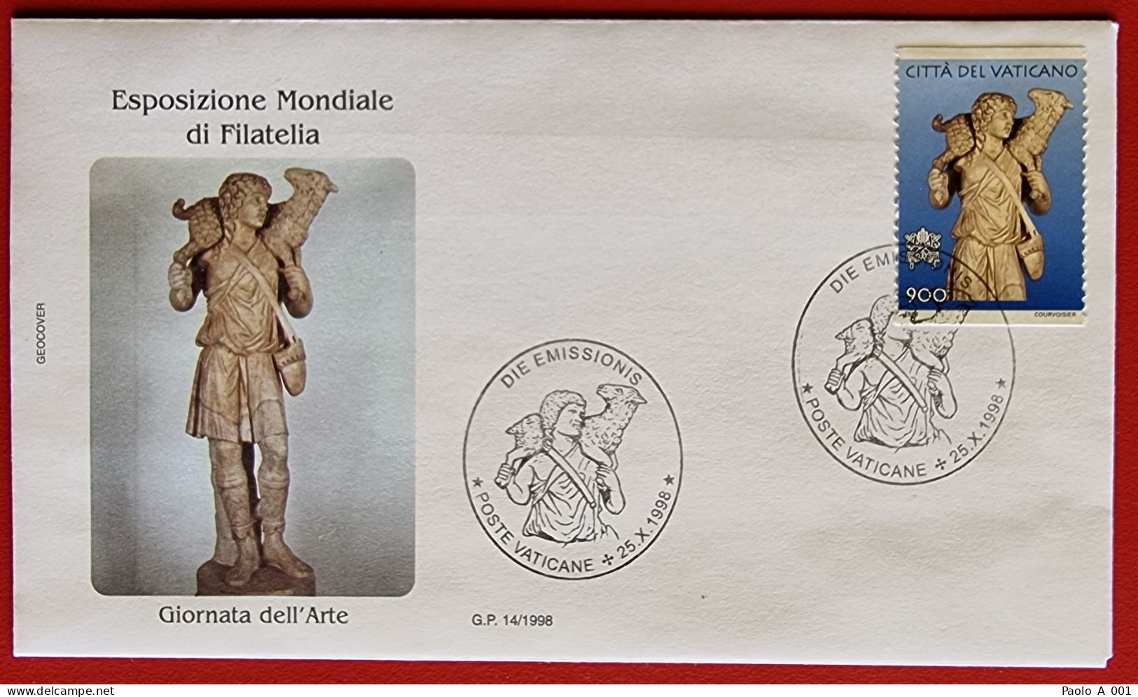 VATICANO VATICAN 1998 DAY OF ARTS GIORNATA DELL'ARTE THE GOOD SHEPERD IL BUON PASTORE FROM BOOKLET LIBRETO FDC - Covers & Documents