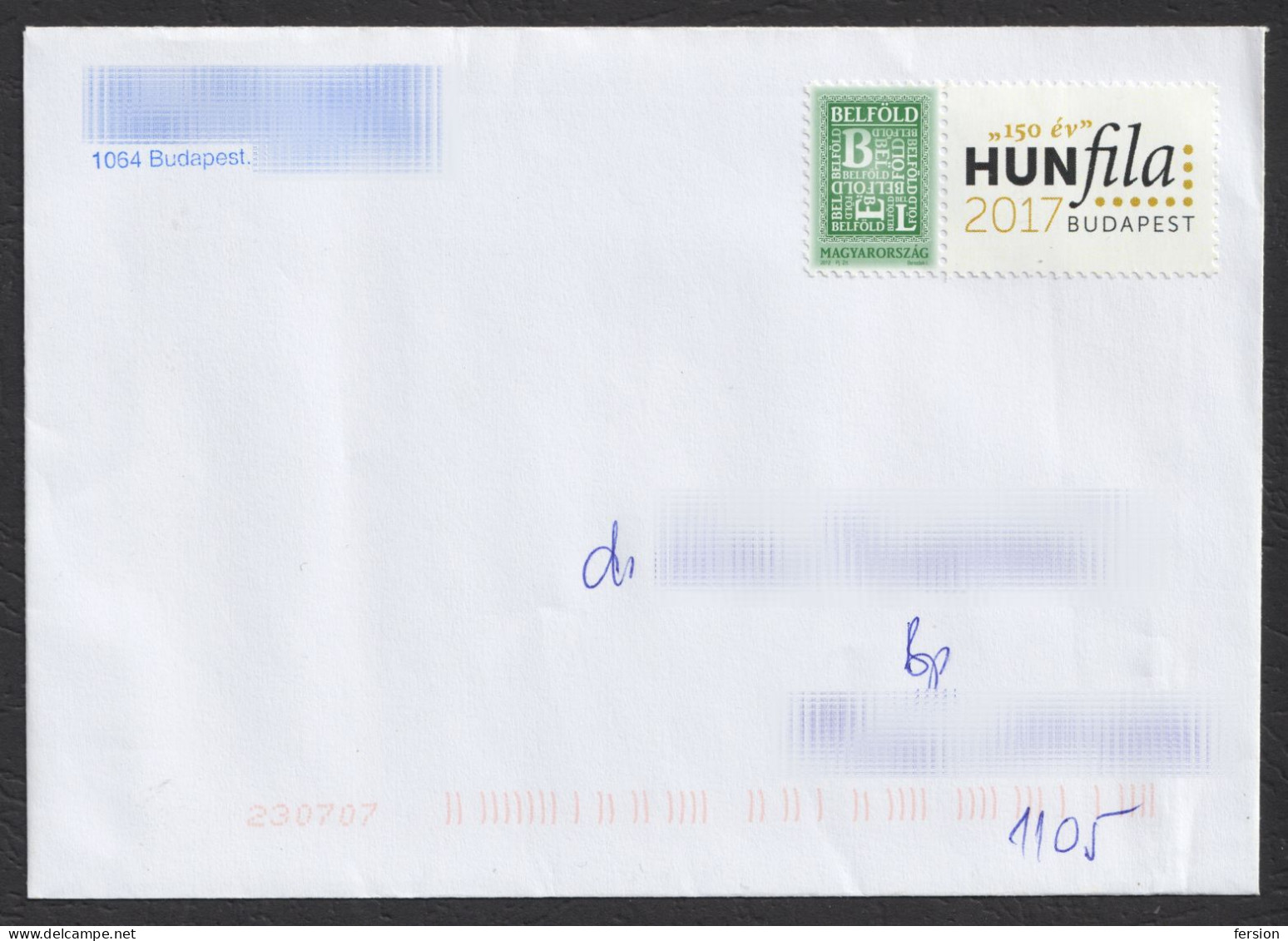 150 Anniversary First Hungarian Stamp 2017 Hungary HUNFILA Philatelic Exhibition PERSONALIZED Label Vignette 2012 COVER - Lettere