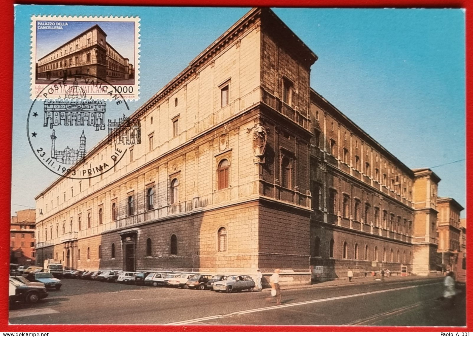 VATICANO VATIKAN VATICAN 1993 PALAZZO CANCELLERIA TESORI D'ARTE MONUMENTS BAUDENKMÄLER MAXIMUM CARD - Cartas & Documentos