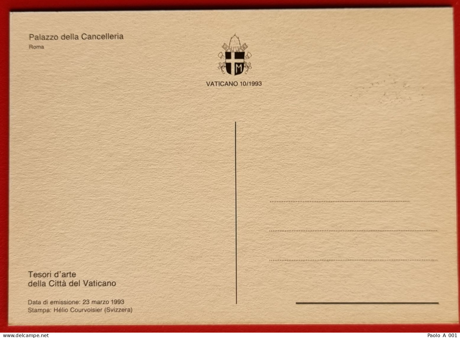 VATICANO VATIKAN VATICAN 1993 PALAZZO CANCELLERIA TESORI D'ARTE MONUMENTS BAUDENKMÄLER MAXIMUM CARD - Covers & Documents