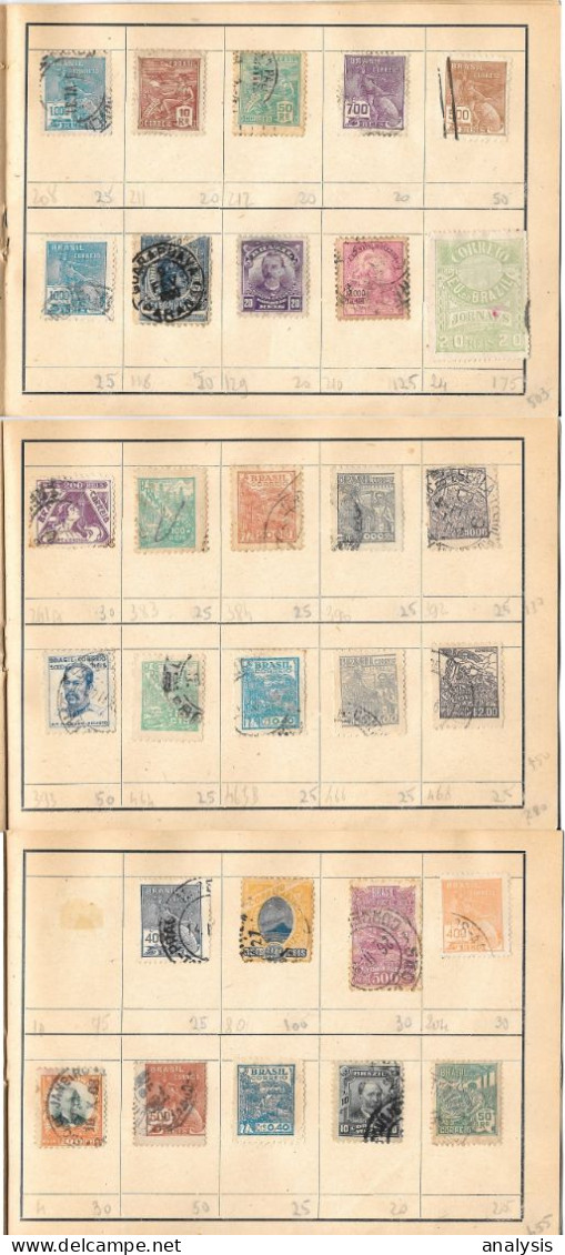 Brazil 96 Stamps 1900s-40s Used In Collector Booklet - Colecciones & Series