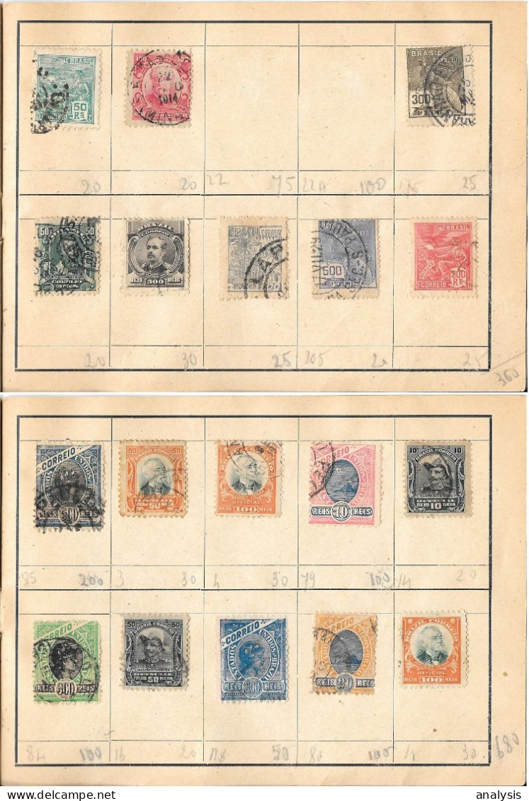 Brazil 96 Stamps 1900s-40s Used In Collector Booklet - Collezioni & Lotti