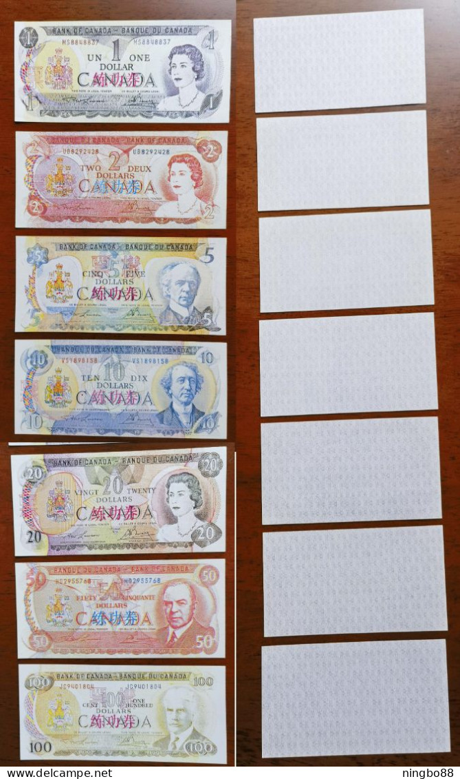 China BOC Bank (bank Of China) Training/test Banknote,Canada Dollars A Series 7 Different Notes Specimen Overprint - Kanada