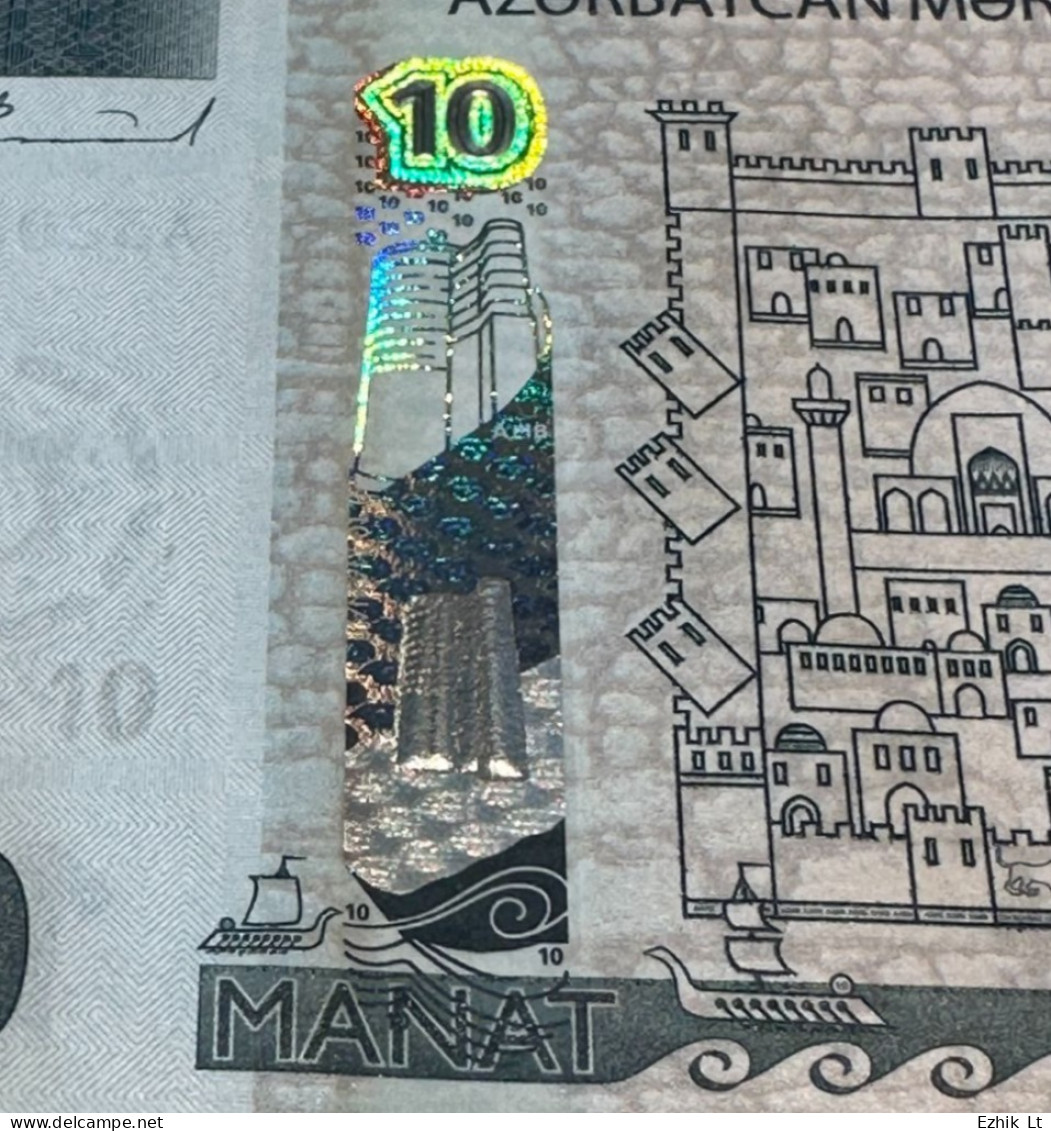 AZERBAIJAN 2018 UNC 10 MANAT NOTE. New Design! Pick#33 - Aserbaidschan