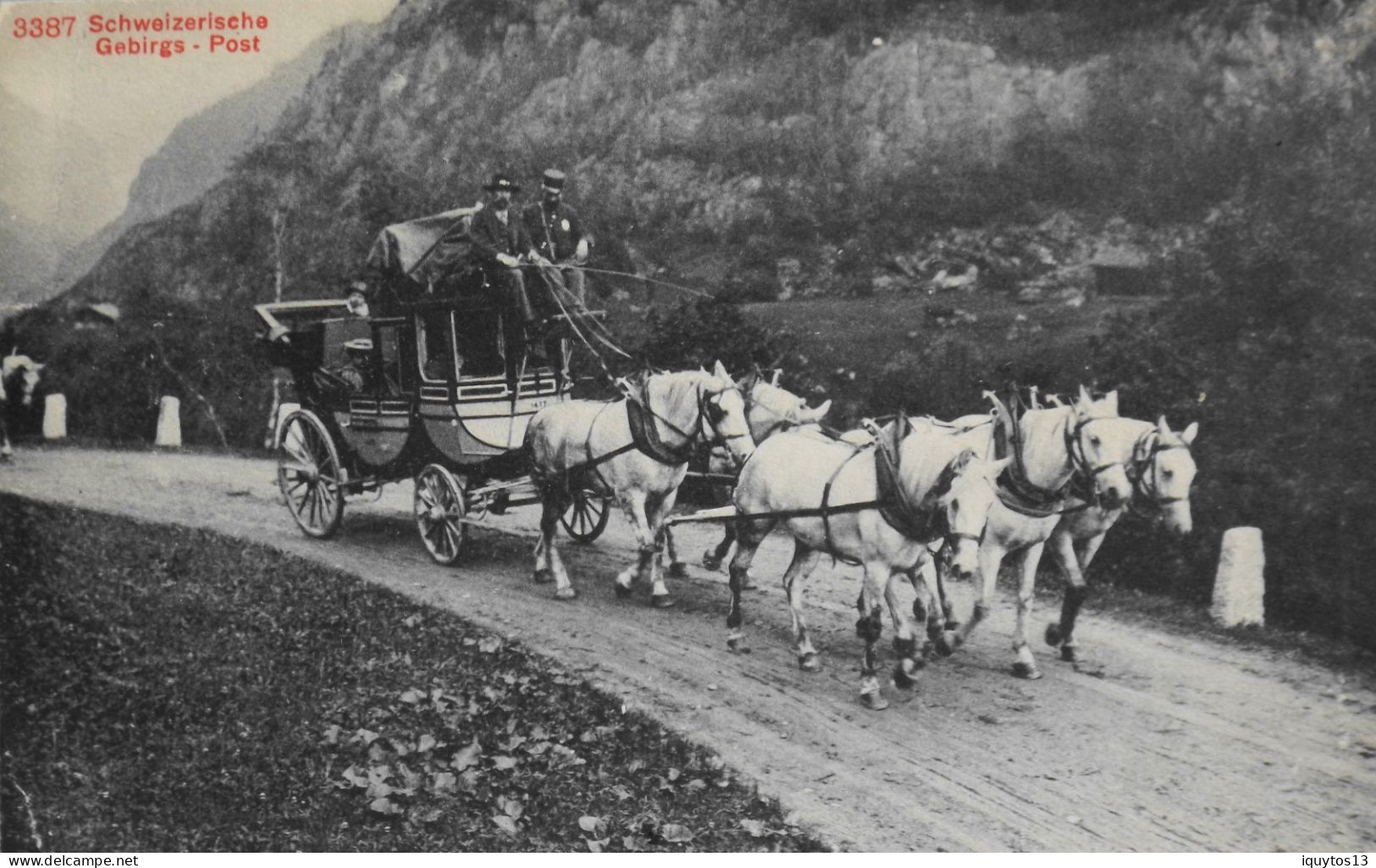 CPA . Suisse > LA DILIGENCE MALLE POSTE SCHWEIZERISCHE GEBIRGS - POST 1911 - TBE - Risch-Rotkreuz