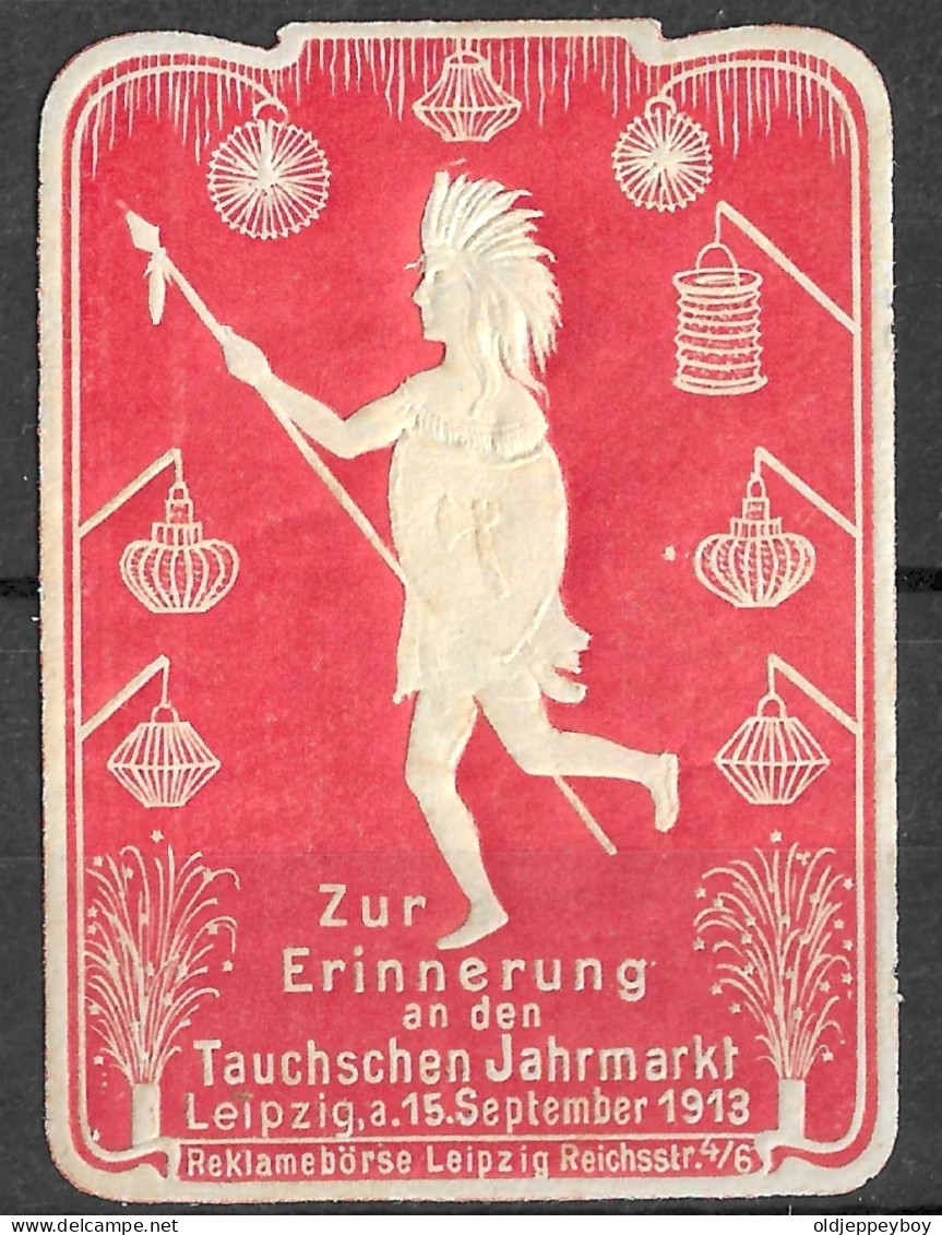 -Reklamemarke VIGNETTE ZUR ERIINERUNG TAUCHSCHEN JAHRMARKT LEIPZIG 1913 RARE DIVING FAIR EXTRA RARE - Guerre Mondiale (Première)