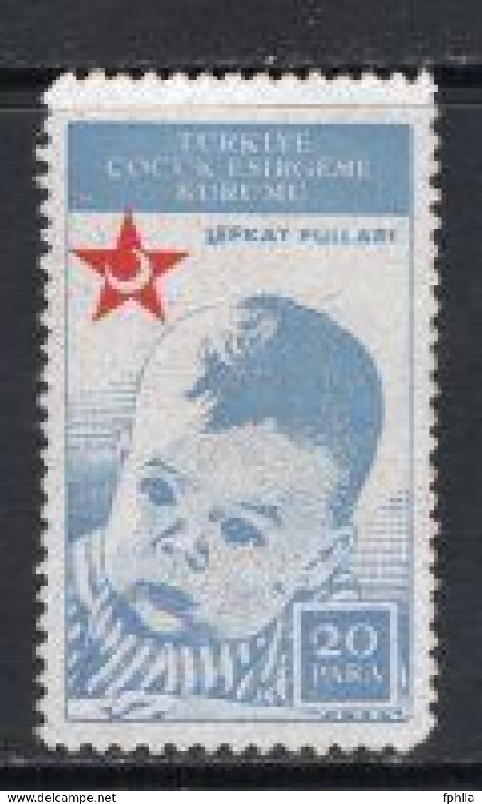 1942 TURKEY PRINTING COLOR ERROR - 20 PARA 23RD APRIL CHILDREN FESTIVAL CHARITY STAMP MNH ** - Charity Stamps