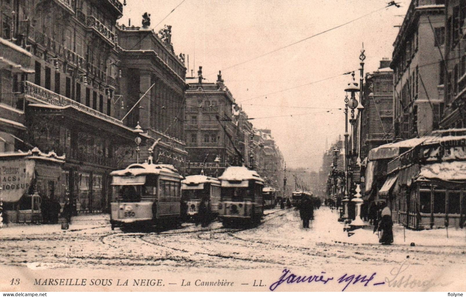 Marseille - Sous La Neige - La Cannebière - Tram Tramway - Canebière, Centro