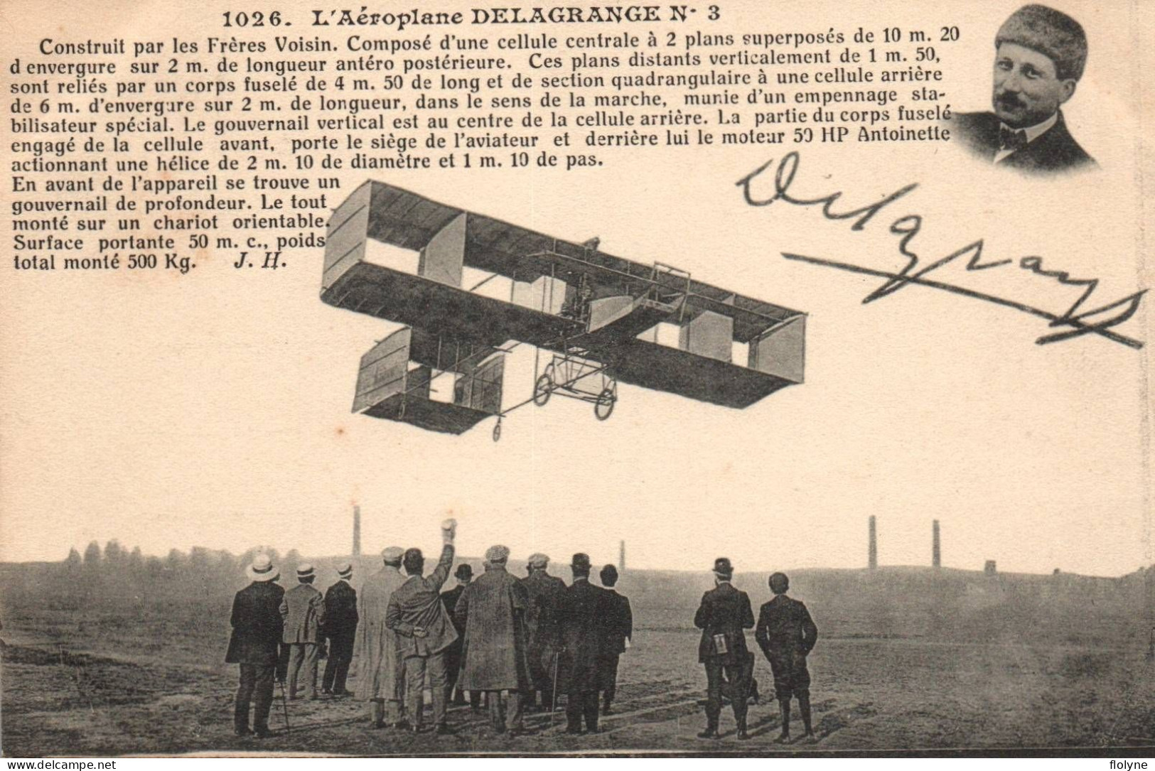 Aviation - Avion L'aéroplane DELAGRANGE N°3 , Construit Par Les Frères Voisin - Biplan - ....-1914: Voorlopers