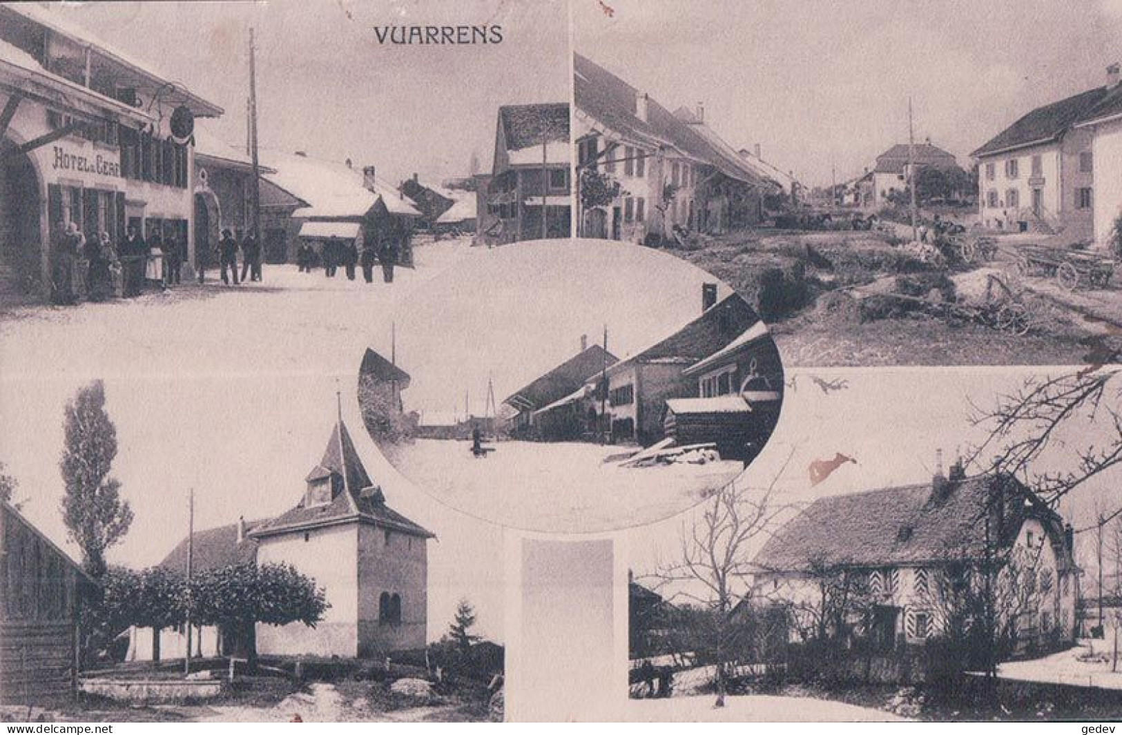 Vuarrens, Hôtel Du Cerf Sous La Neige Et 4 Autres Vues (3270) Trou D'épingle - Vuarrens