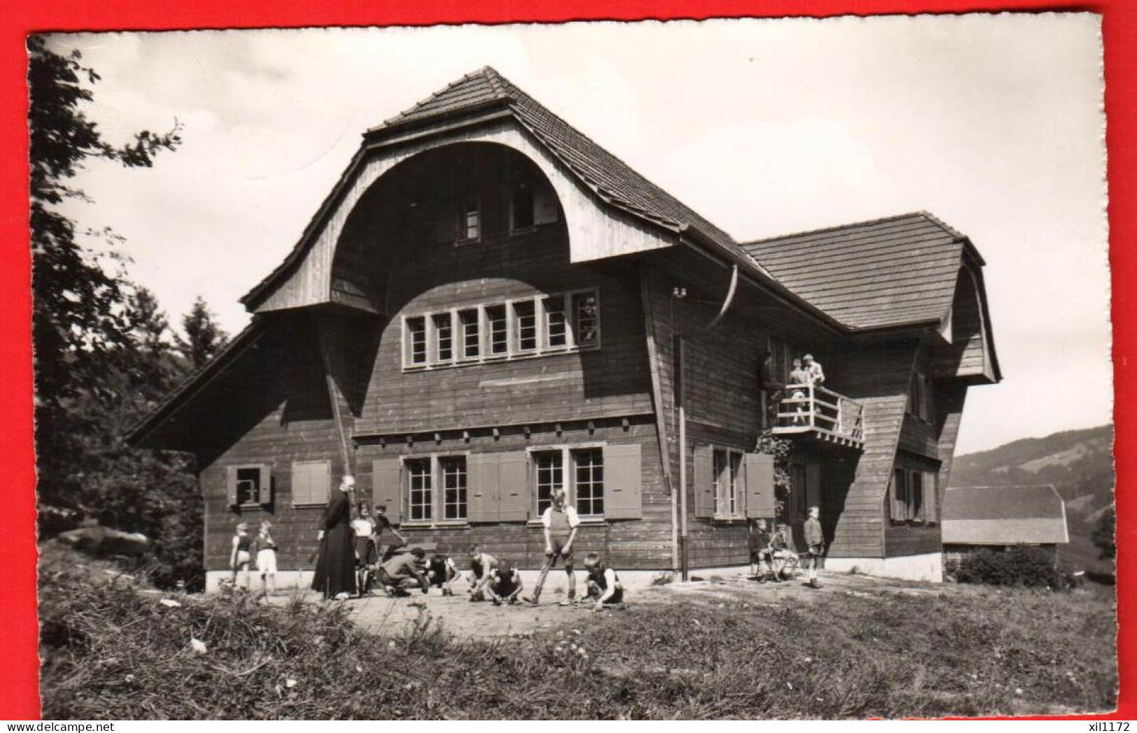 ZVQ-03 RARE Chalet Saint-Laurent La Biéla Sur La Roche Enfants Et Abbé. Glasson 1939 Circulé Vers Estavayer-le-lac - Estavayer