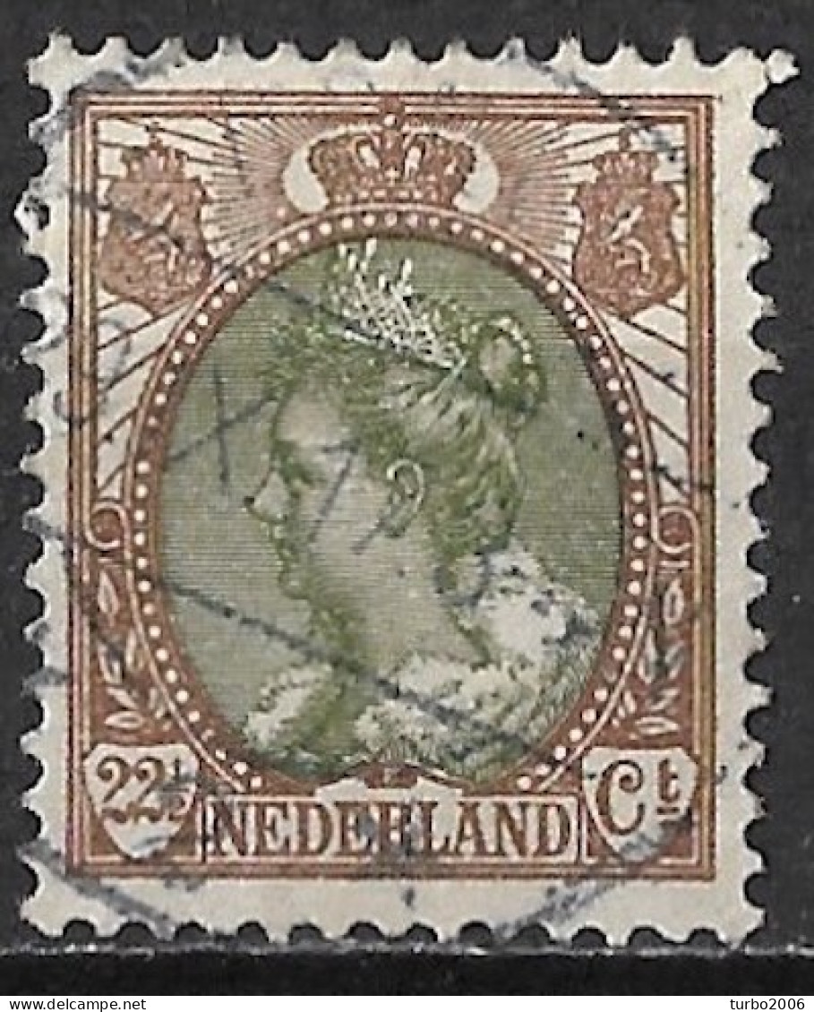 Plaatfout Groen Puntje Op De Hals In 1919 22½ Cent Bruin / Groen Kon. Wilhelmina NVPH 70 PM 1 - Variétés Et Curiosités