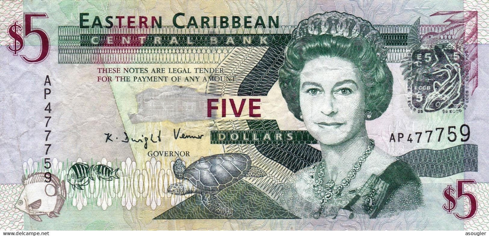 East Caribbean 5 Dollars ND 2008 VF P-47a "free Shipping Via Regular Air Mail (buyer Risk Only)" - East Carribeans