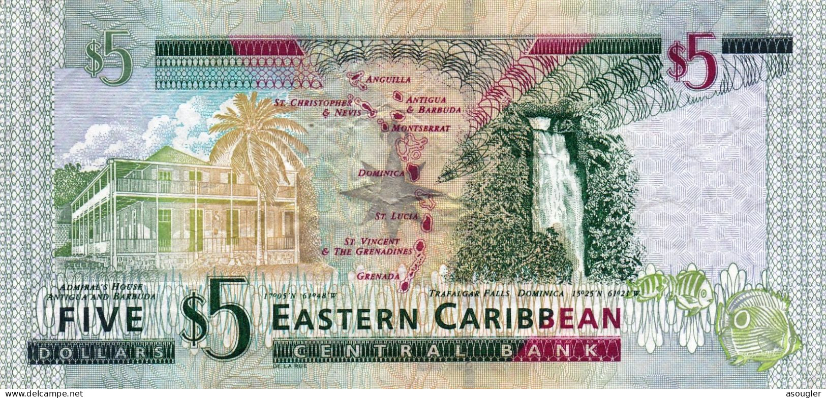 East Caribbean 5 Dollars ND 2008 VF P-47a "free Shipping Via Regular Air Mail (buyer Risk Only)" - East Carribeans