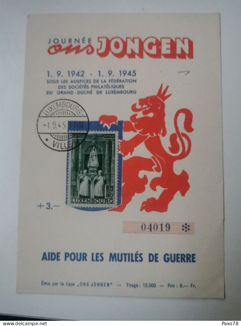 Luxembourg, Journée Ons Jongen 1945 - Cartes Commémoratives