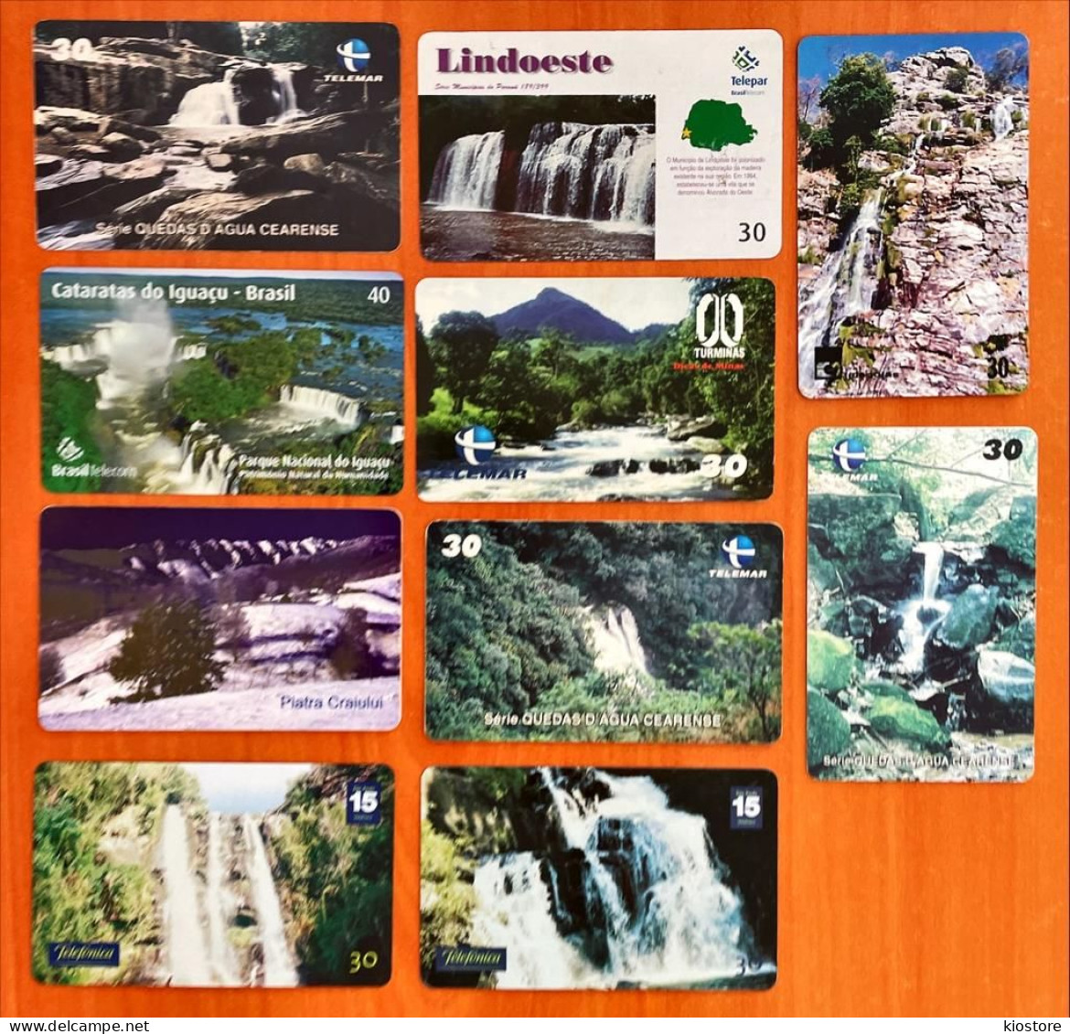 10 Different Phonecards Nature/ Waterfall Themes - Landschappen