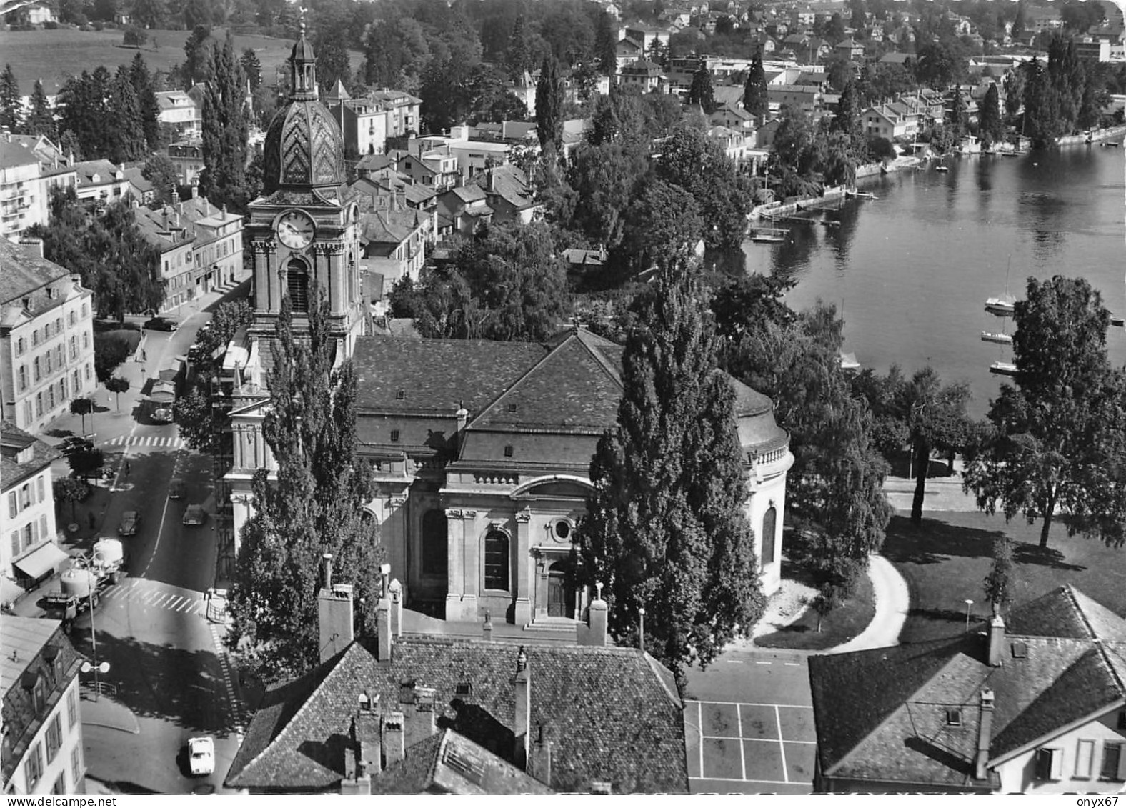 GF-MORGES-Suisse--Schweiz-Svizzera-Vaud-Son Eglise Et Sa Baie-Lac Léman-GRAND FORMAT-10 X 15 Cms - Morges