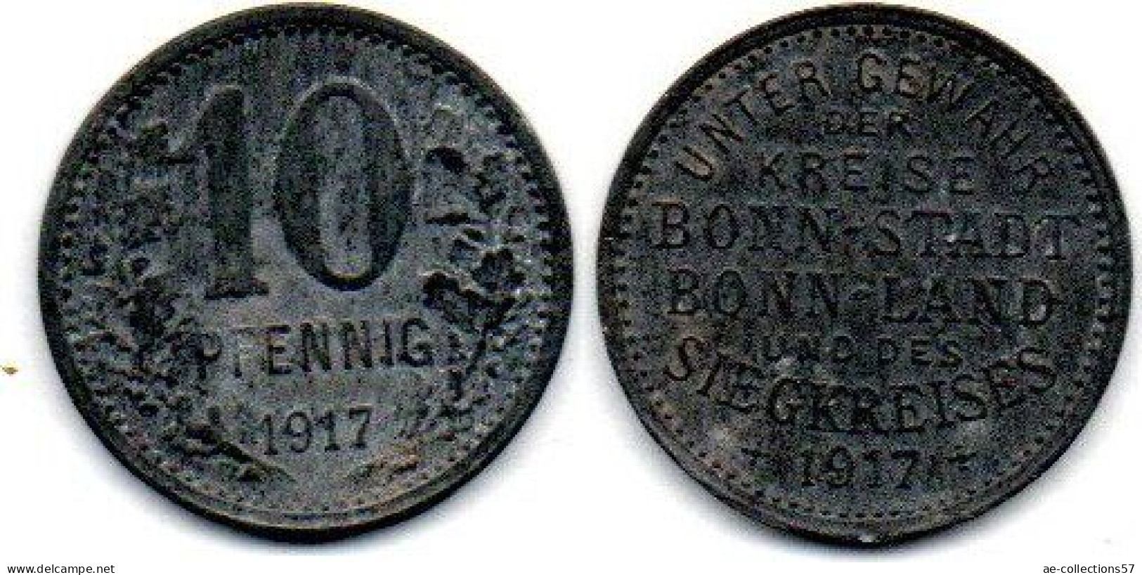 MA 23496 / Allemagne - Deutschland - Germany  10 Pfennig 1917 Bonn TTB - Monedas/ De Necesidad