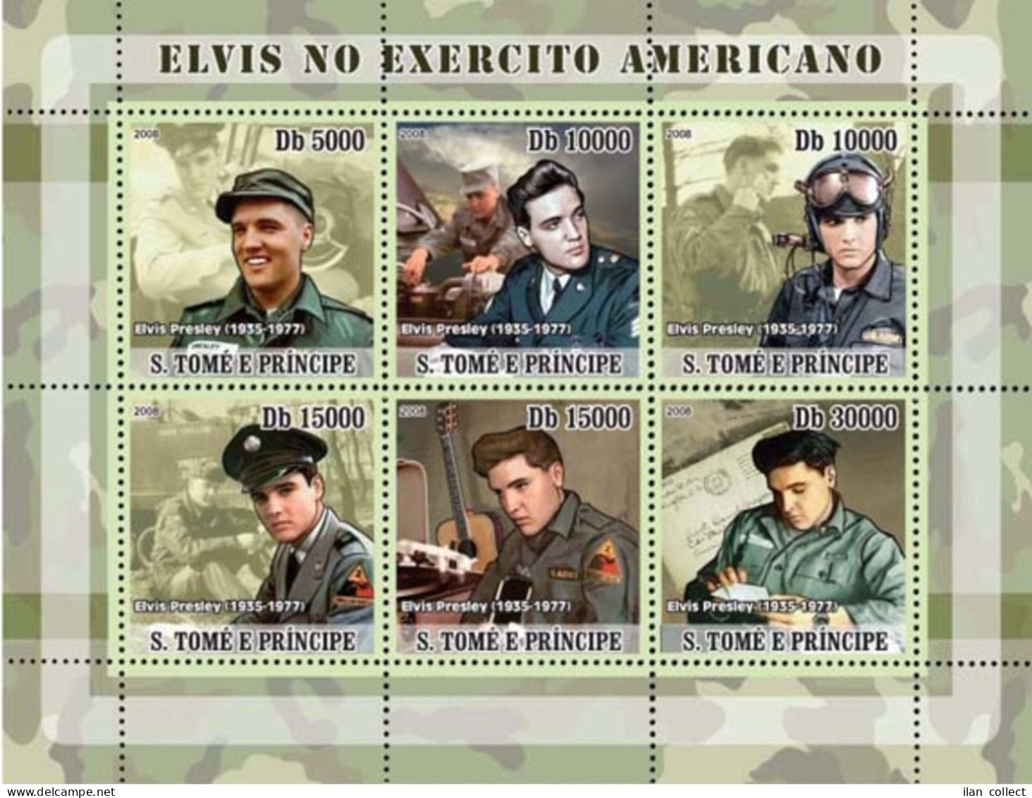 S. TOME & PRINCIPE 2008 - Elvis Presley Joins Army -  Mi 3395-3400- Stamps  MNH**  RR2 - Elvis Presley