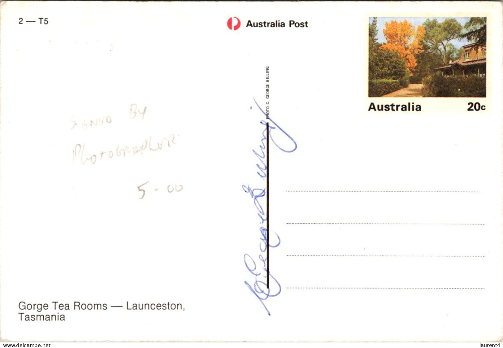11-7-2023 (1 S 43)  Australia - Posted - TAS - Lanuceston Gorge Tearoom - Lauceston