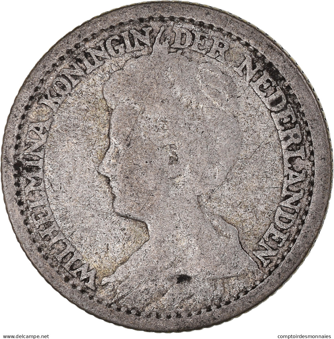 Monnaie, Pays-Bas, Wilhelmina I, 25 Cents, 1919, Utrecht, TB, Argent, KM:146 - 25 Centavos