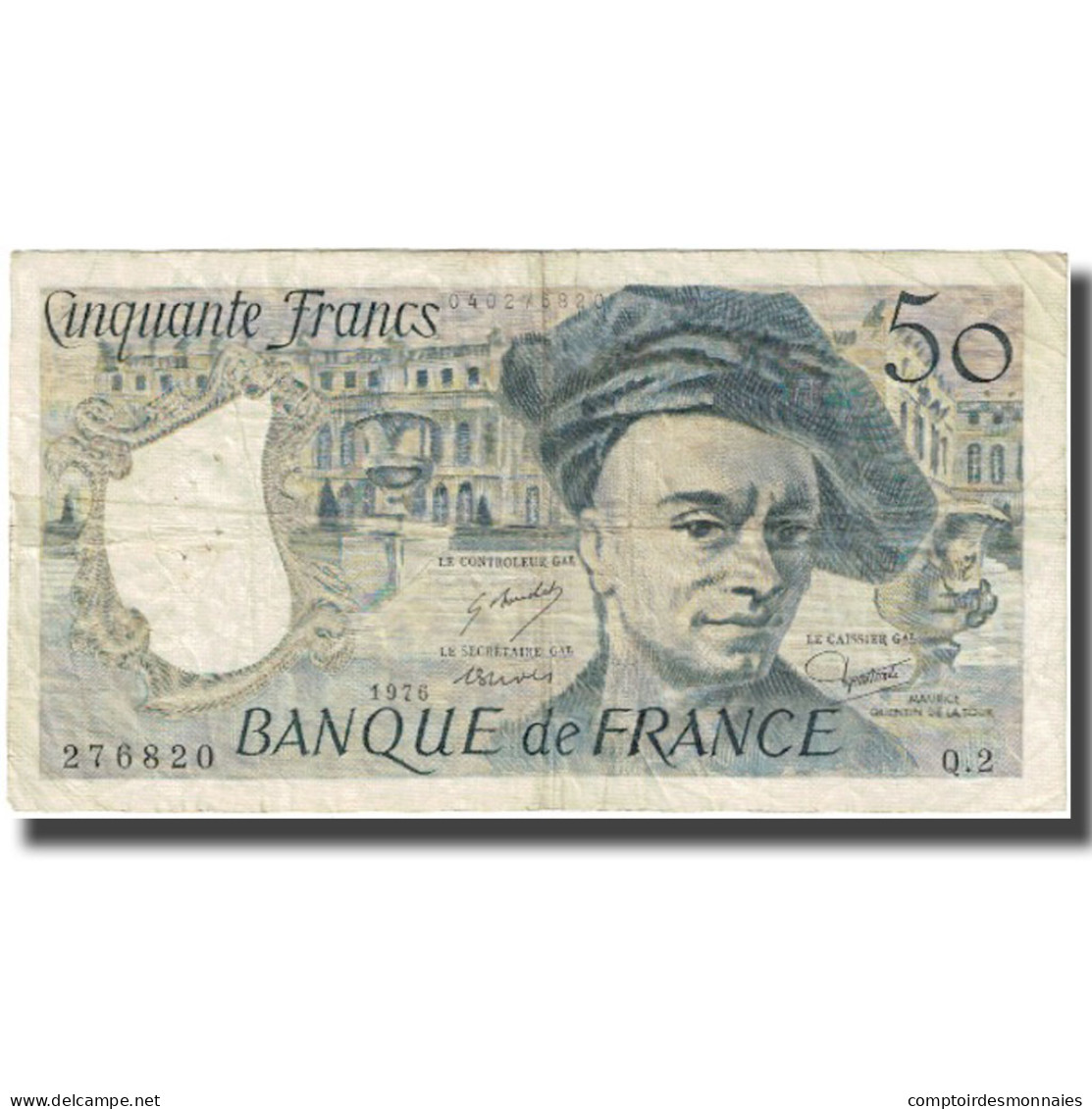 France, 50 Francs, Quentin De La Tour, 1976, B, Fayette:67.1, KM:152a - 50 F 1976-1992 ''Quentin De La Tour''