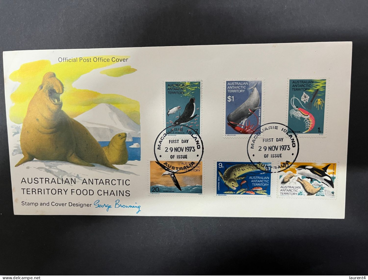 11-7-2023 (1 S 54) Australia AAT - FDC Cover - 1973 -(Scarce FDC With Sea Lion) - FDC