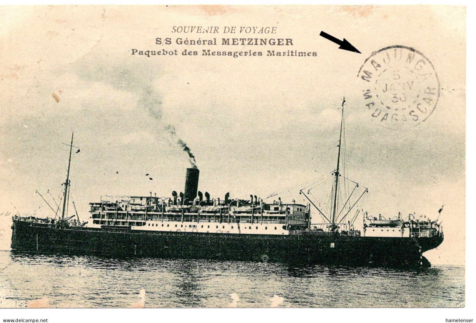 68075 - Frankreich - 1936 - 40c Frieden EF A AnsKte Schiffpoststpl LA REUNION A MARSEILLE -> Madagaskar - 1932-39 Paz