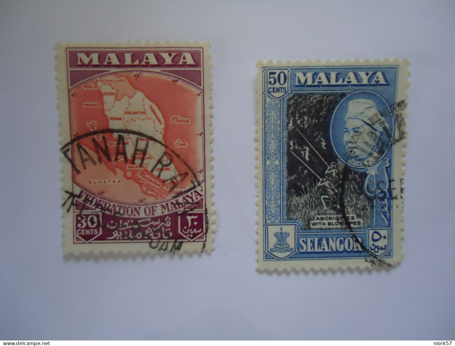 MALAYA  MALAYSIA  USED  STAMPS  MAPS  WITH POSTMARK - Malayan Postal Union