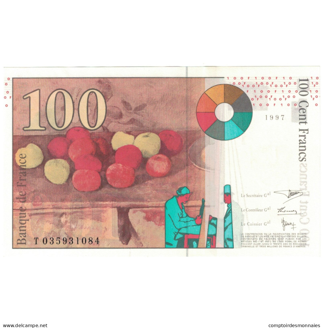 France, 100 Francs, 1997, T035931084, SUP, Fayette:74.1, KM:158a - 100 F 1997-1998 ''Cézanne''