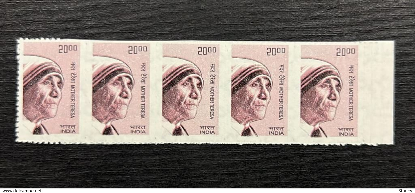 INDIA 2009 Error 10th. Definitive Series, Error "Imperf Strip Of 5 Stamps" Of "Mother Teresa" MNH As Per Scan - Variedades Y Curiosidades