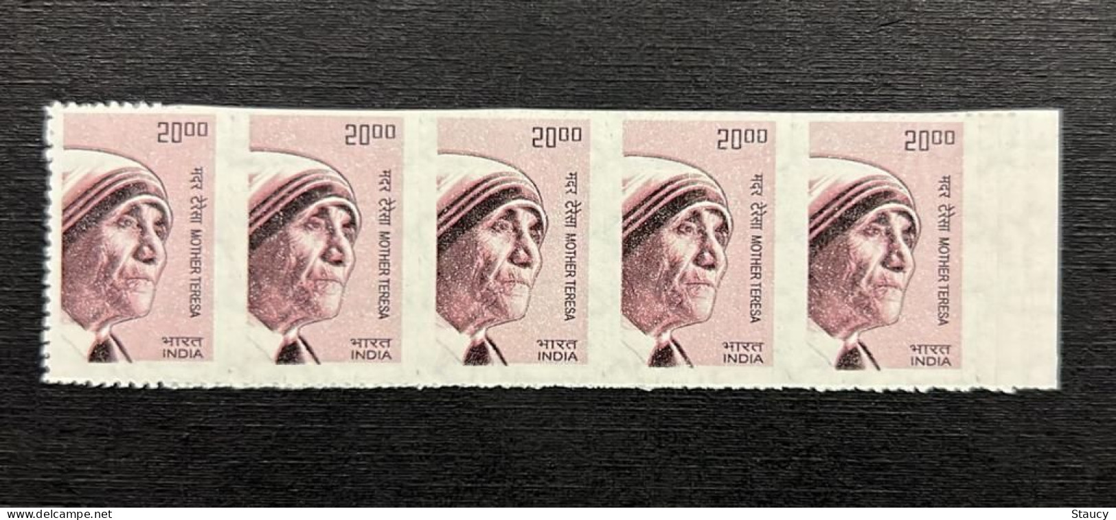 INDIA 2009 Error 10th. Definitive Series, Error "Imperf Strip Of 5 Stamps" Of "Mother Teresa" MNH As Per Scan - Moeder Teresa