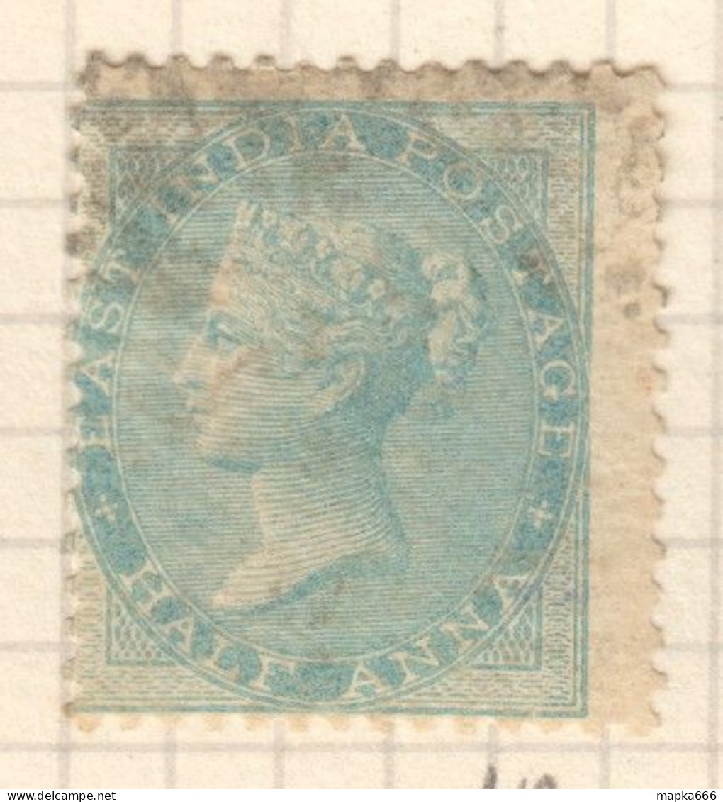 013 1865 Britain East India Company Watermark Half Anna Gibbons #55 1St Used - 1858-79 Compagnie Des Indes & Gouvernement De La Reine