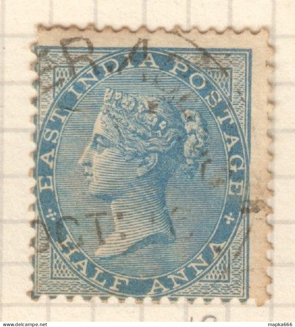 014 1865 Britain East India Company Watermark Half Anna Gibbons #54 1St Used - 1858-79 Crown Colony