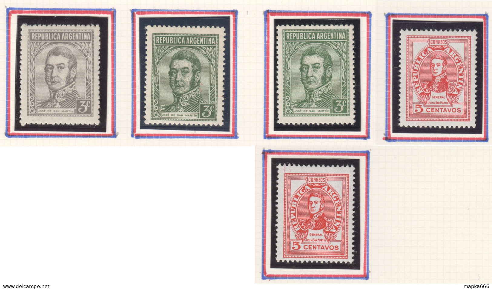 Arg007,8 1935,45 Argentina Jose De San Martin 5St Michel #403-5,524 Lh - Ongebruikt