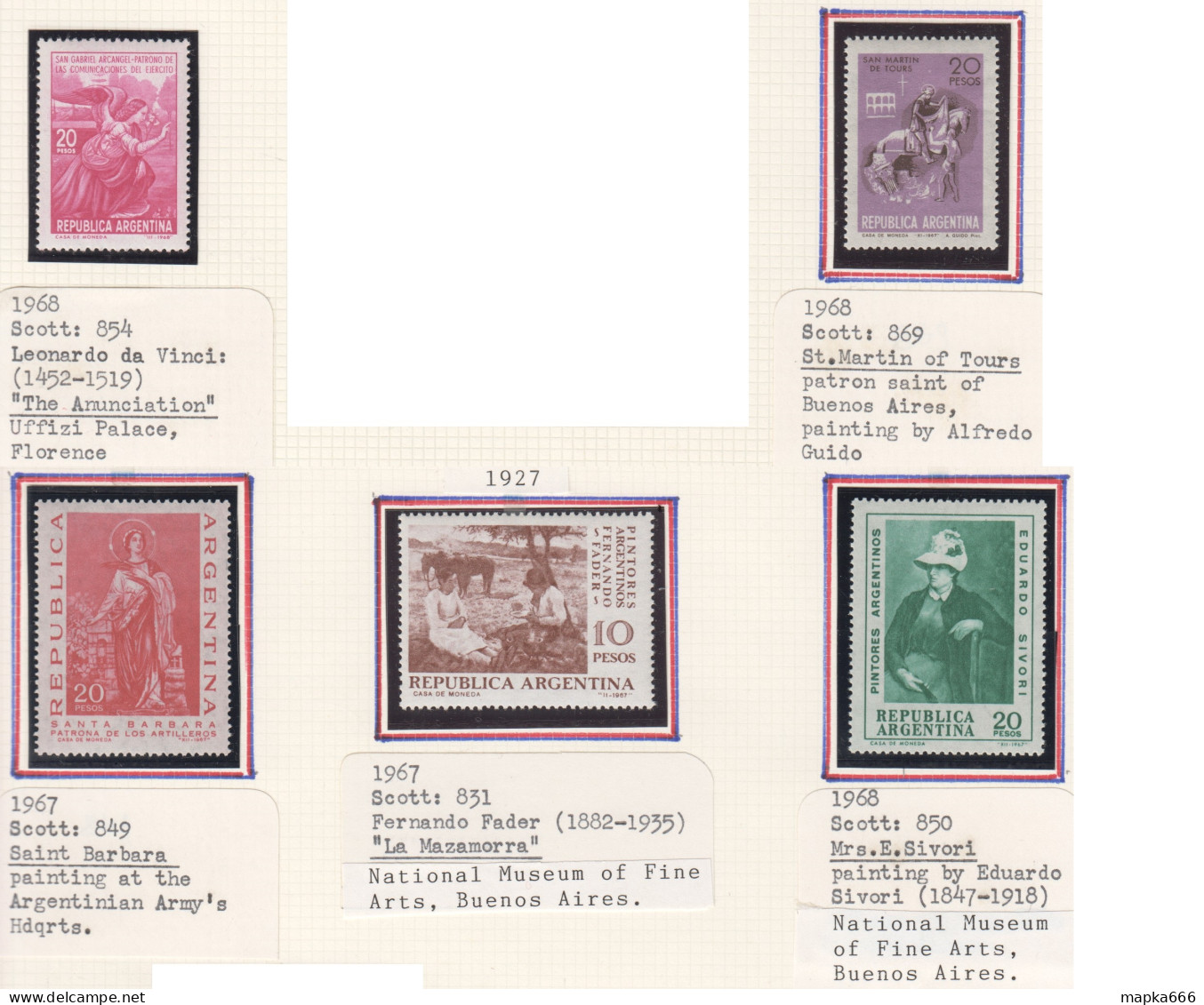 Arg042,43_1 1968 Argentina 5St Mnh - Ungebraucht