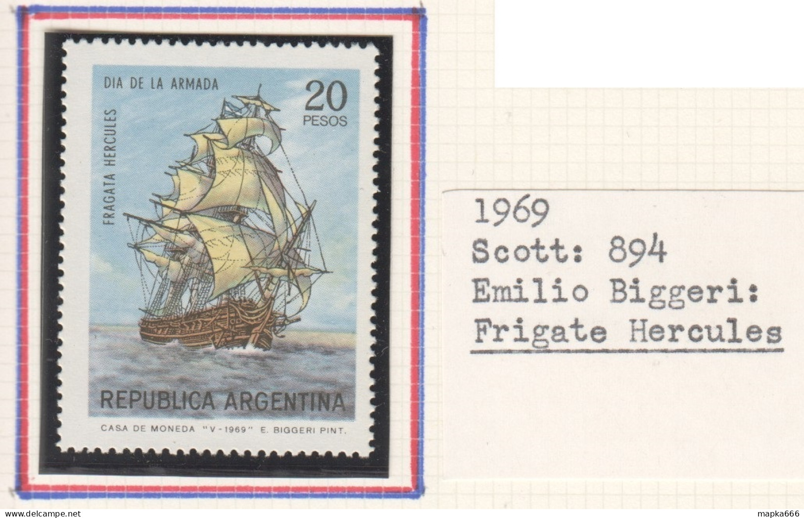 Arg044_1 1969 Argentina Transport Ships Frigate Hercules 1St Michel #1020 Mnh - Nuevos