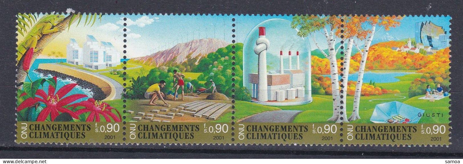 NU Genève 2001 441-44 ** Changements Climatiques - Unused Stamps