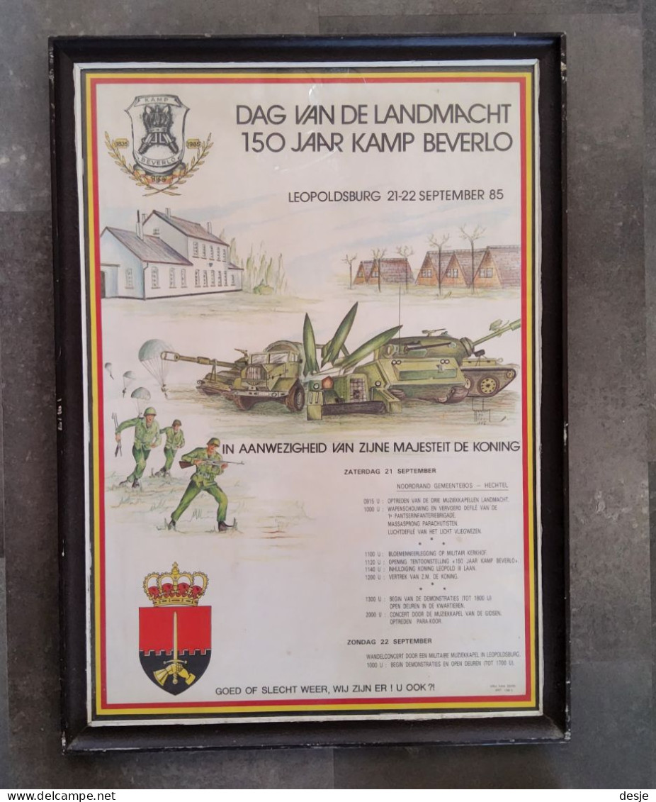 Affiche Leopoldsburg Dag Van De Landmacht 150 Jaar Kamp Van Beverlo (1835-1885) Op 21-22 September 1985 - Meise