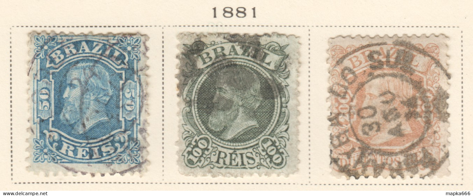 Bra014 1881 Brazil King Pedro Ii Michel #48-50 220 Euro 1Set Used - Usados