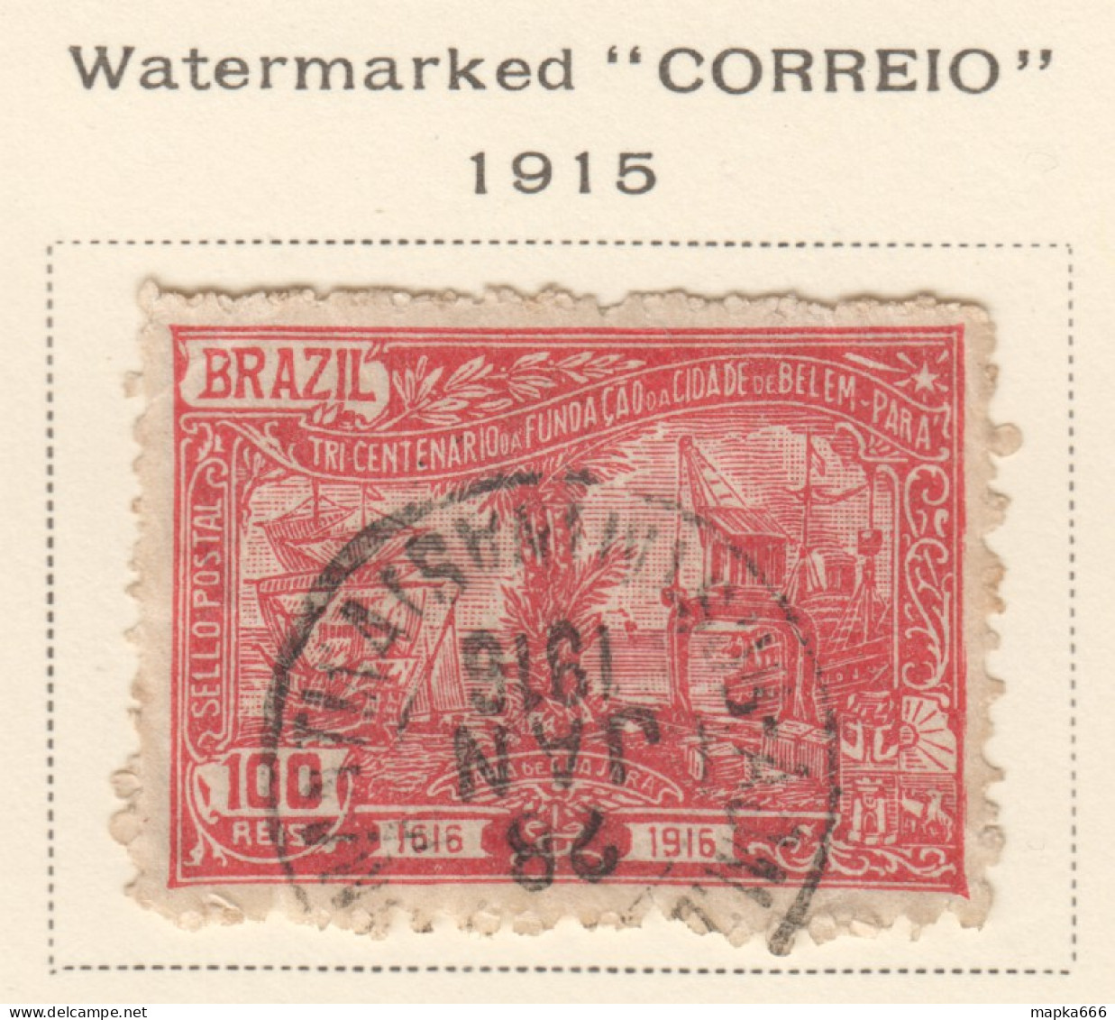 Bra035 1916 Brazil Caldeira Castelo Branco Ships Michel #190 1St Used - Gebruikt