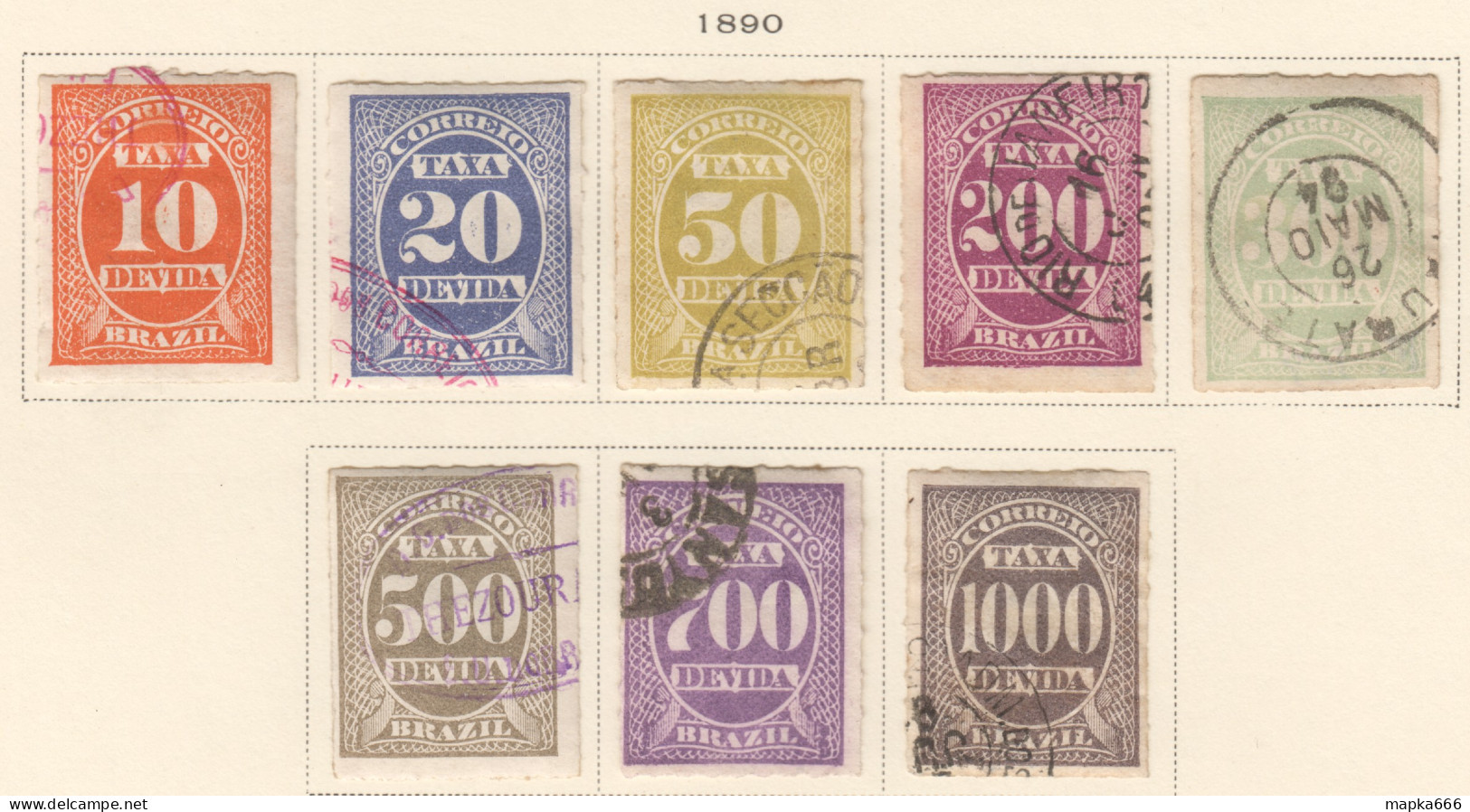 Bra185 1890 Brazil Postage Due Stamps Michel #10-7 1Set Used - Segnatasse