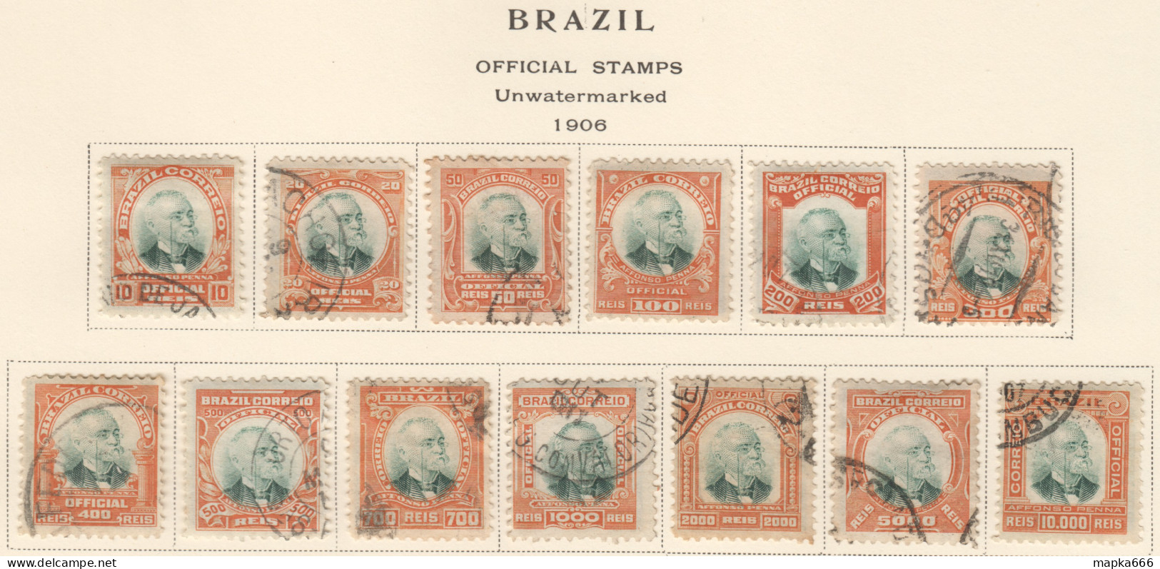 Bra191 1906 Brazil Michel #1-13 24 Euro 1Set Lh,Used - Officials