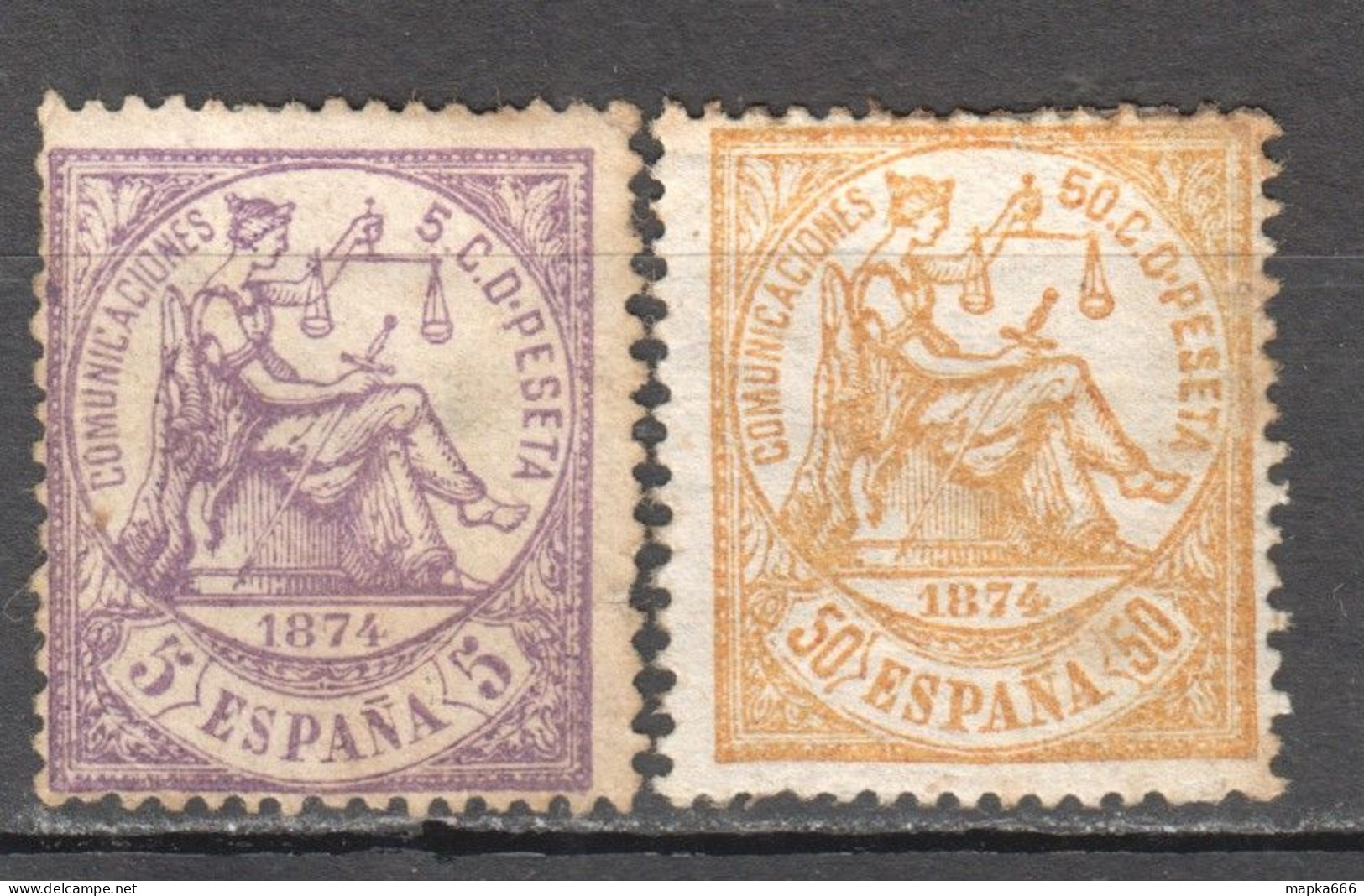 Sp079 1874 Spain Michel #136,141 180 Euro 2St Lh - Unused Stamps