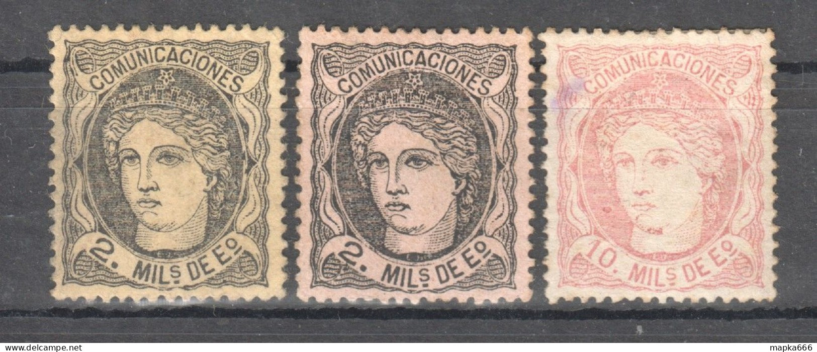 Sp139 1870 Spain Michel #97A,B,99 41.5 Euro 3St Mlh - Sonstige & Ohne Zuordnung