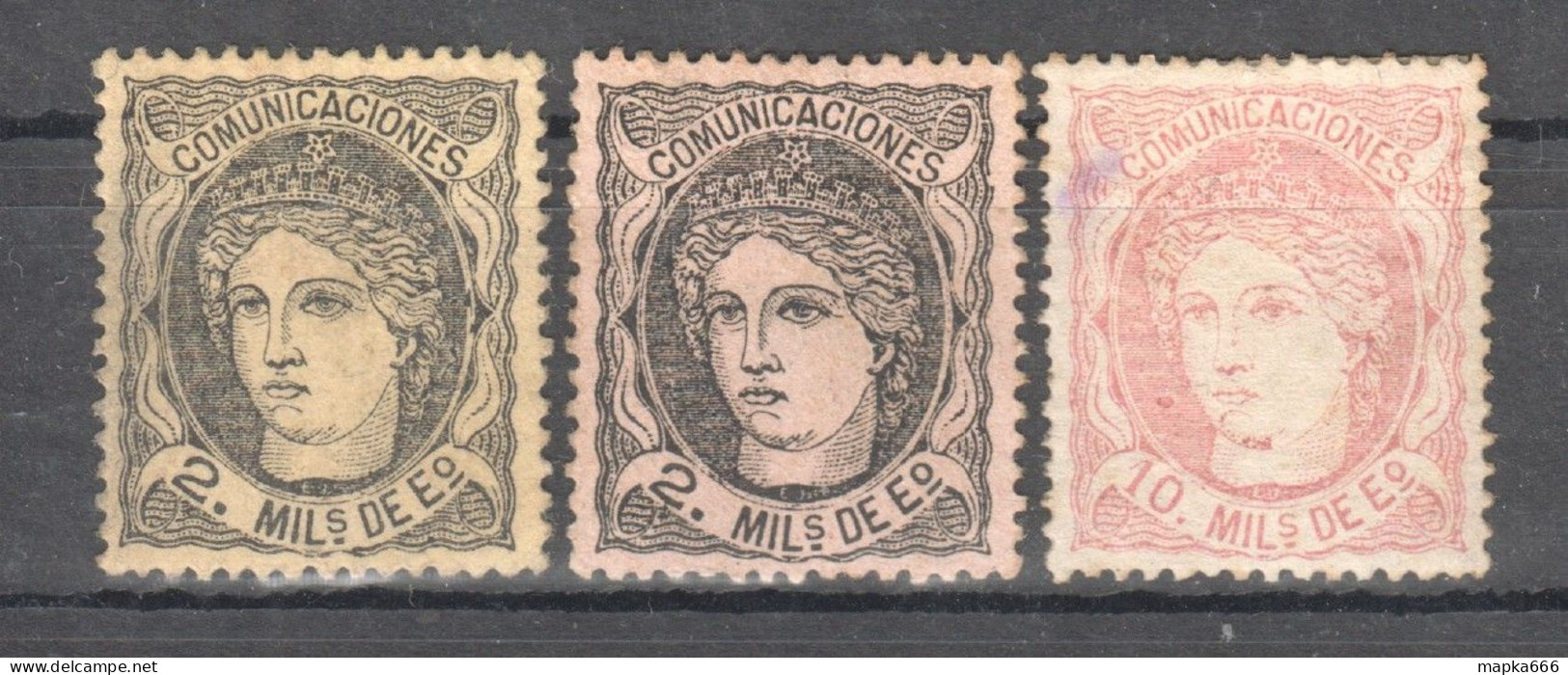 Sp139 1870 Spain Michel #97A,B,99 41.5 Euro 3St Mlh - Other & Unclassified