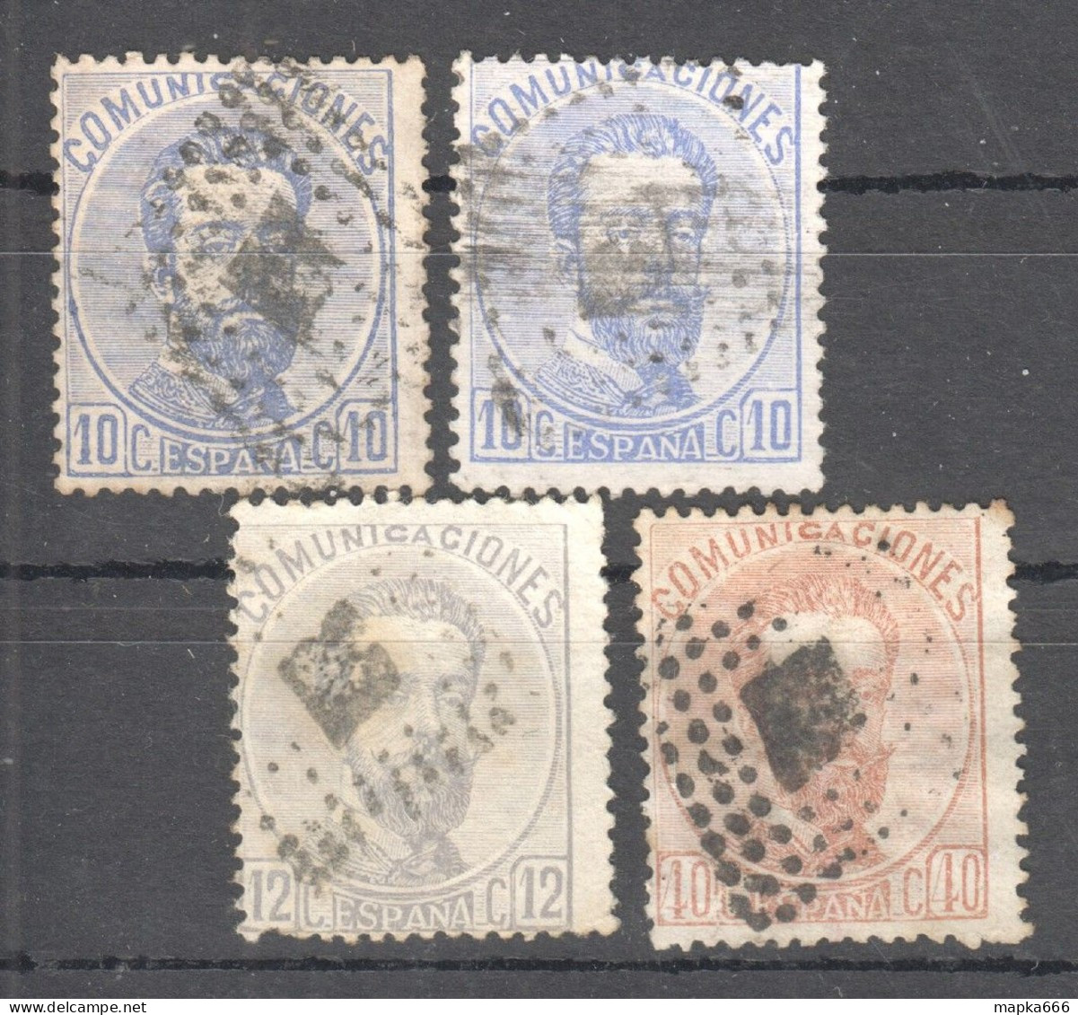 Sp143 1872,1872 Spain King Amadeo I Michel #114,116,122A,B 12 Euro 4St Used - Used Stamps