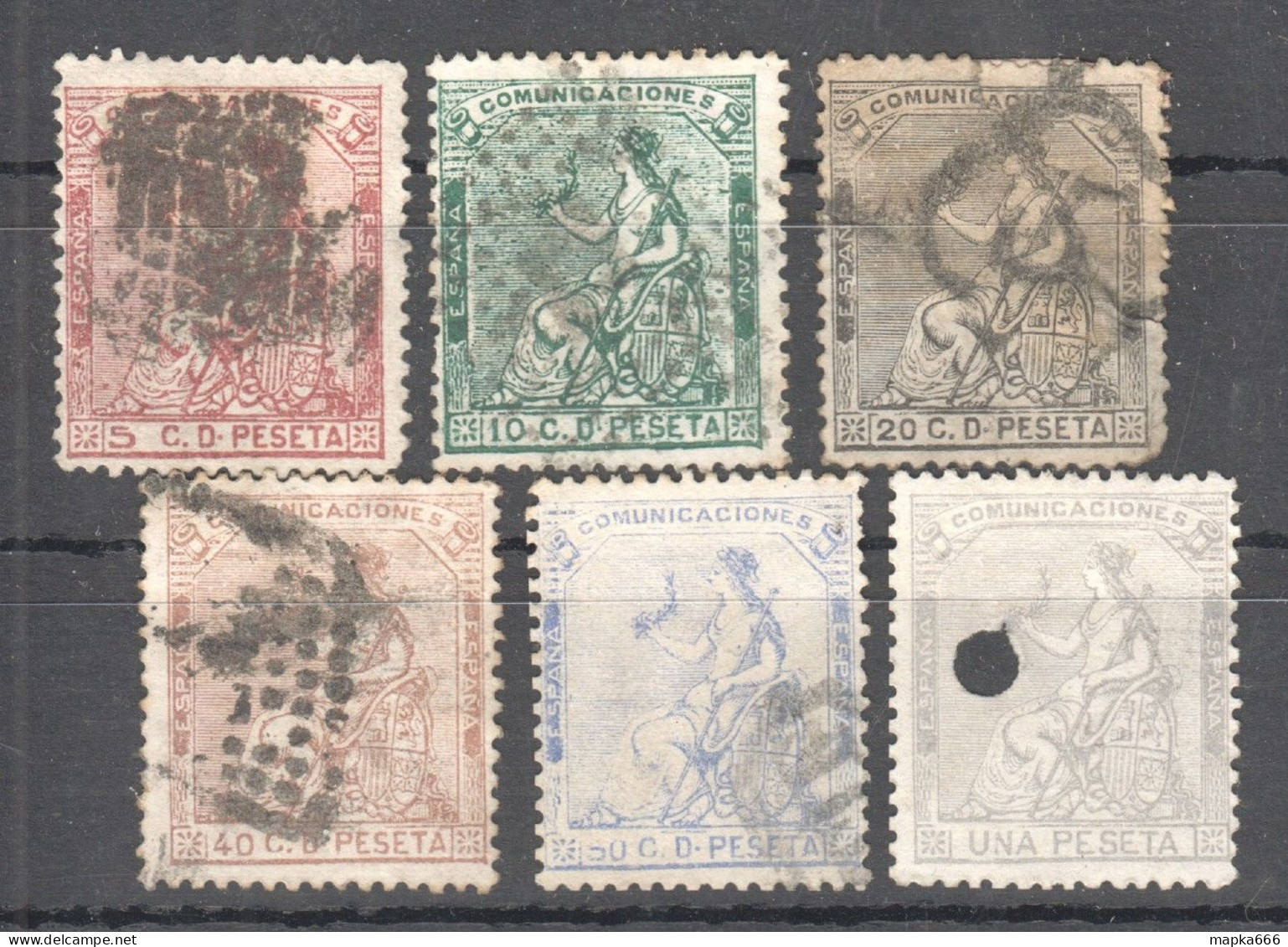 Sp146 1873 Spain Michel #126-8,130-132 57.5 Euro 6St Used - Usados